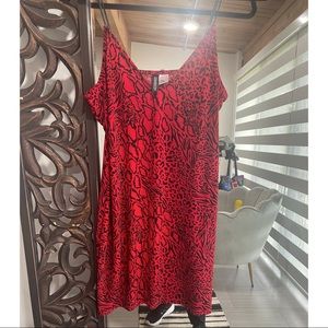 Red leopard mini dress